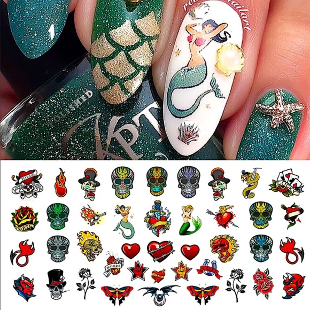 💌BO/GO$6 Tattoo Rockabilly Nail Decals